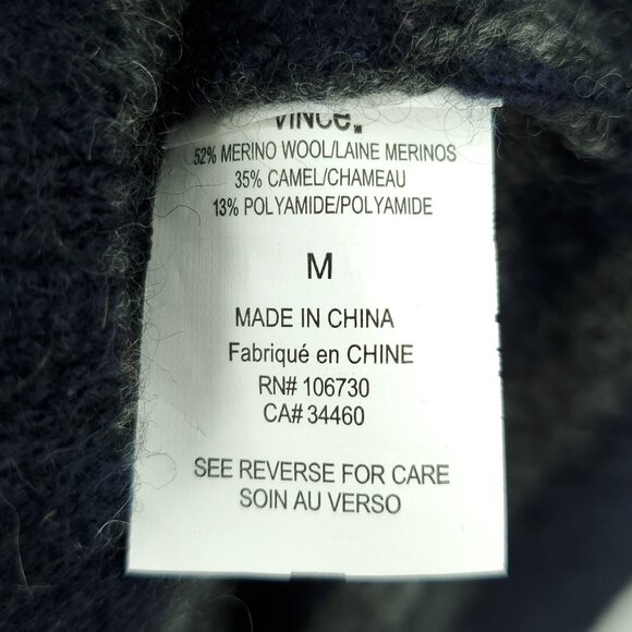 Vince Merino Wool/Camel Blend Slouchy Stripe Sweater M Black/Gray - Picture 15 of 16